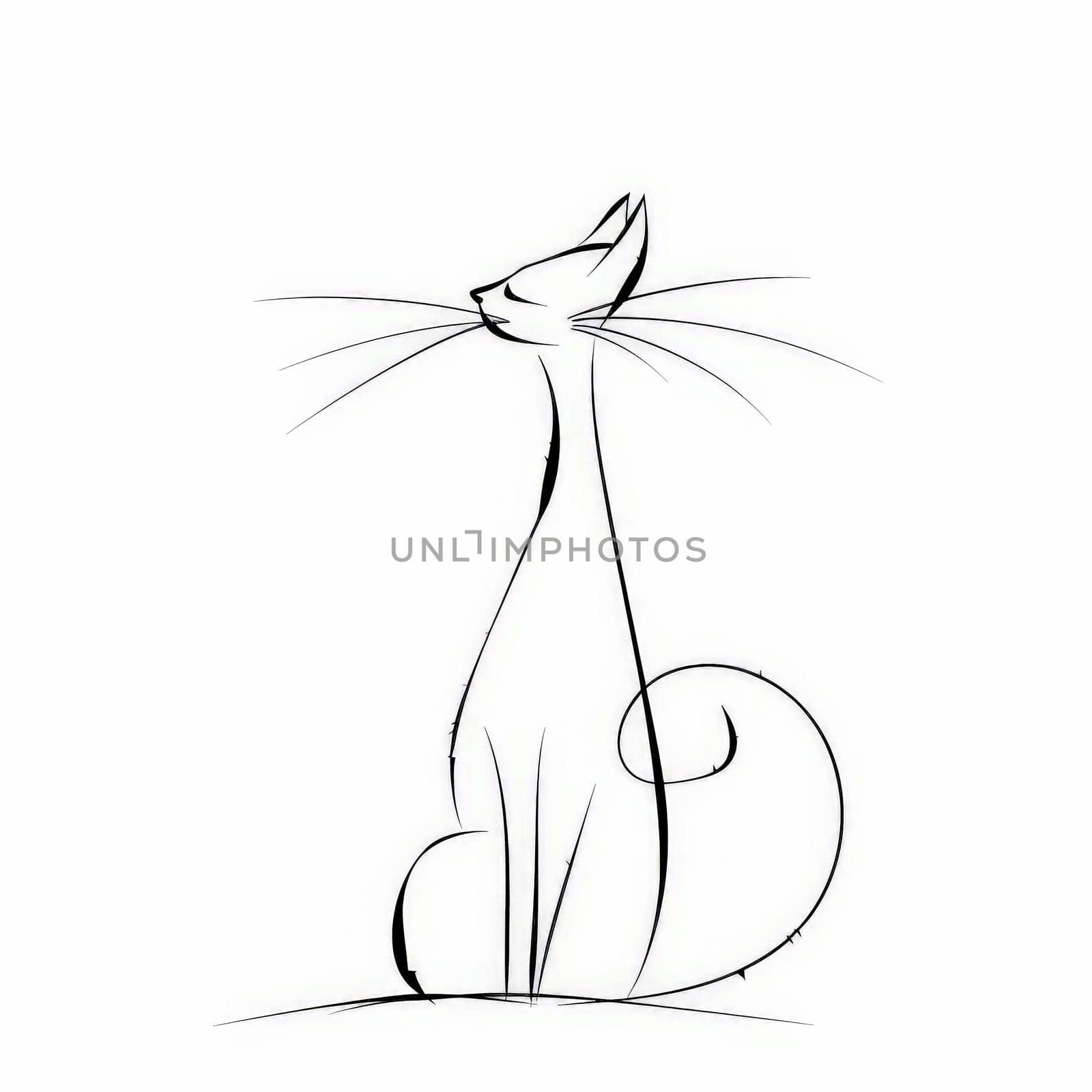 cat line art created with AI generative Technology by matamnad