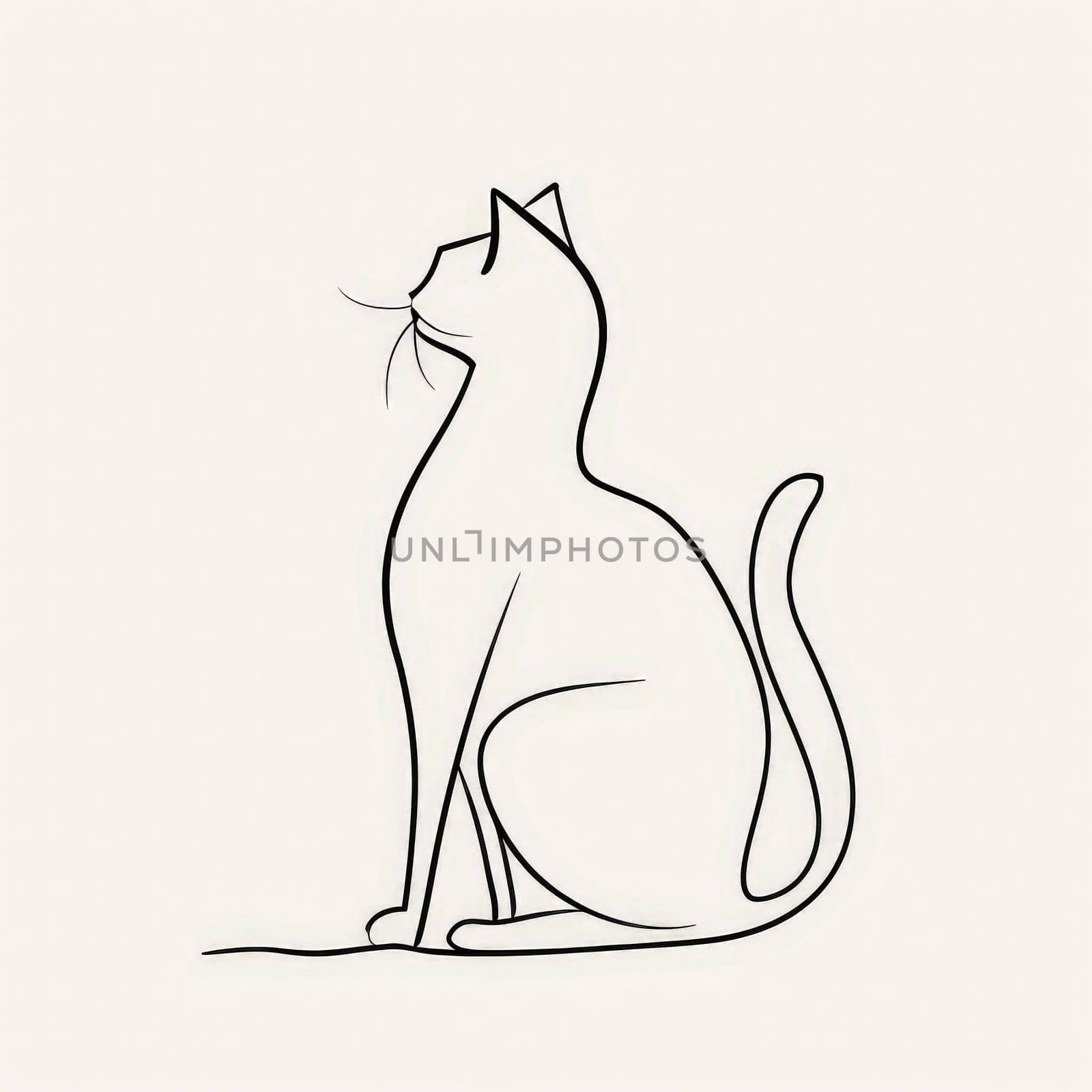 cat line art created with AI generative Technology by matamnad