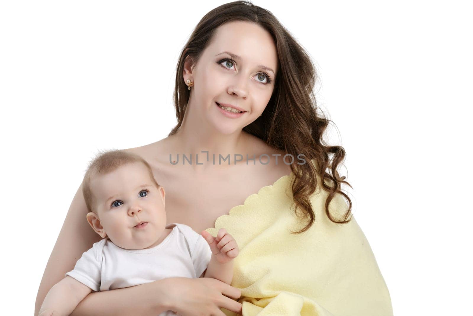 Image of attractive woman and her little daughter by rivertime