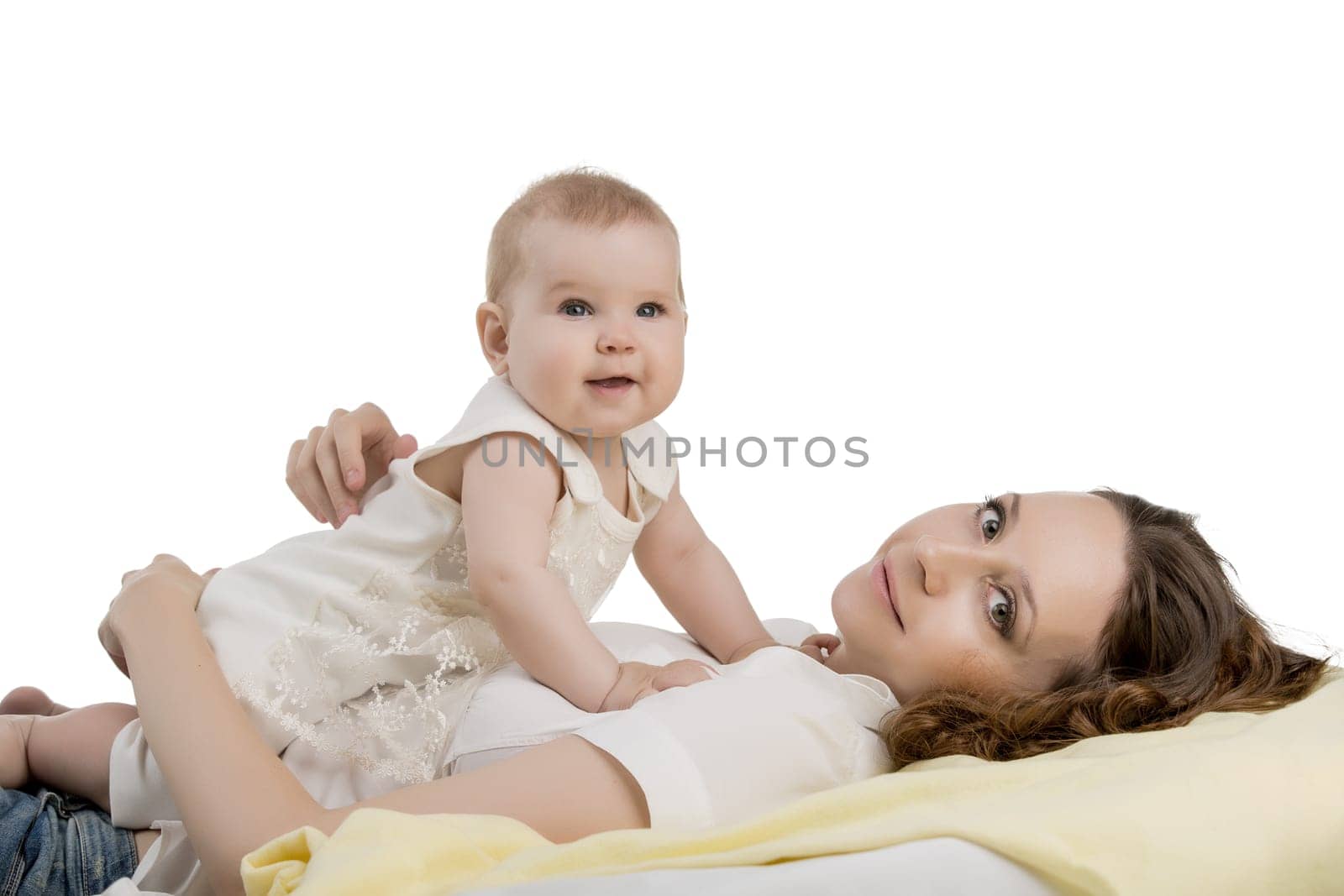 Image of beautiful young mother and her smiling baby