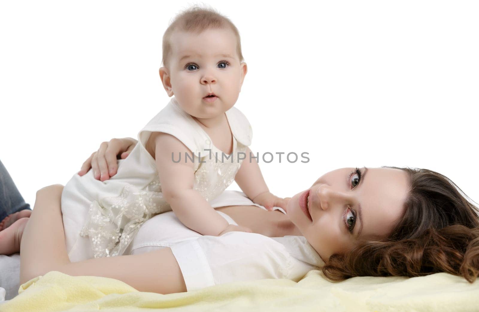 Studio shot of happy mother and her adorable child by rivertime