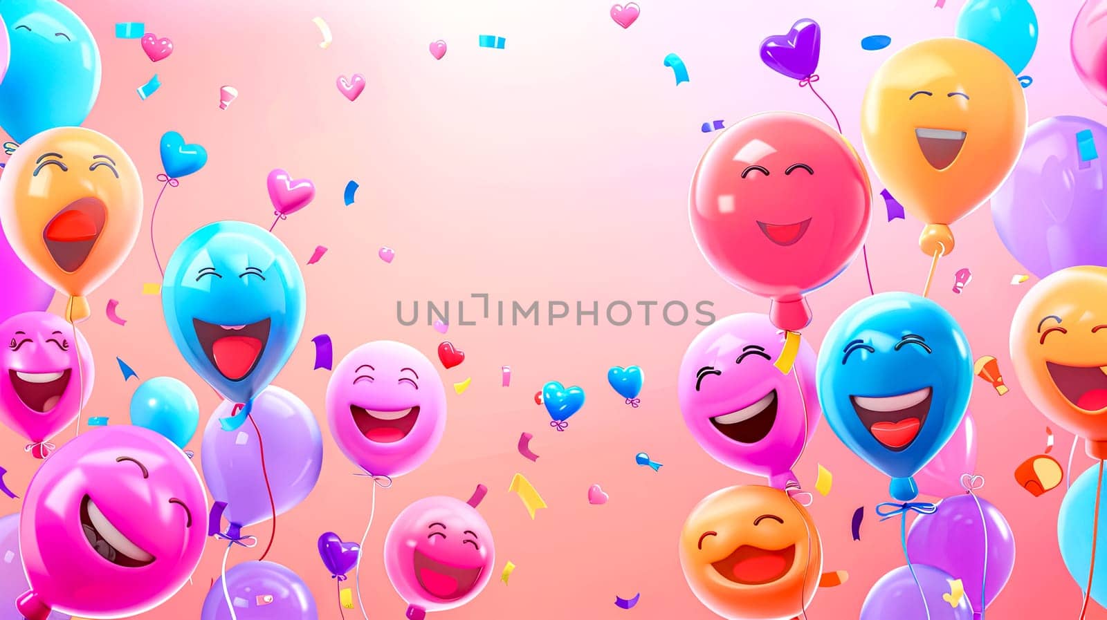 Joyful emoticon balloons celebration background by Edophoto