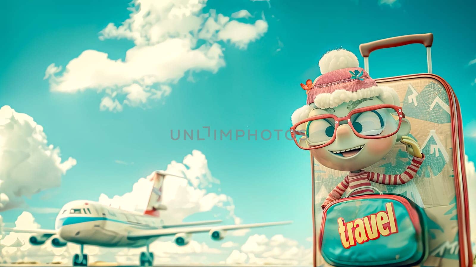 Adventurous cartoon character ready for vacation by Edophoto
