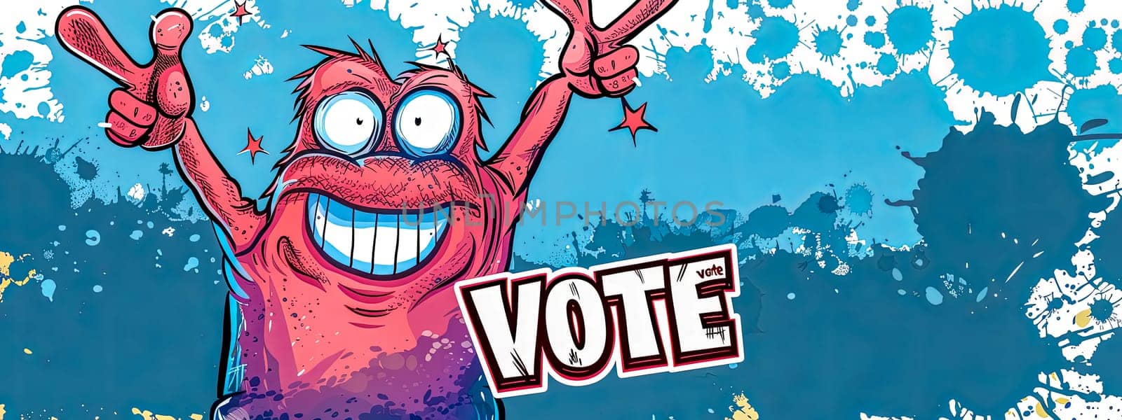 Vibrant cartoon monster promoting voting by Edophoto