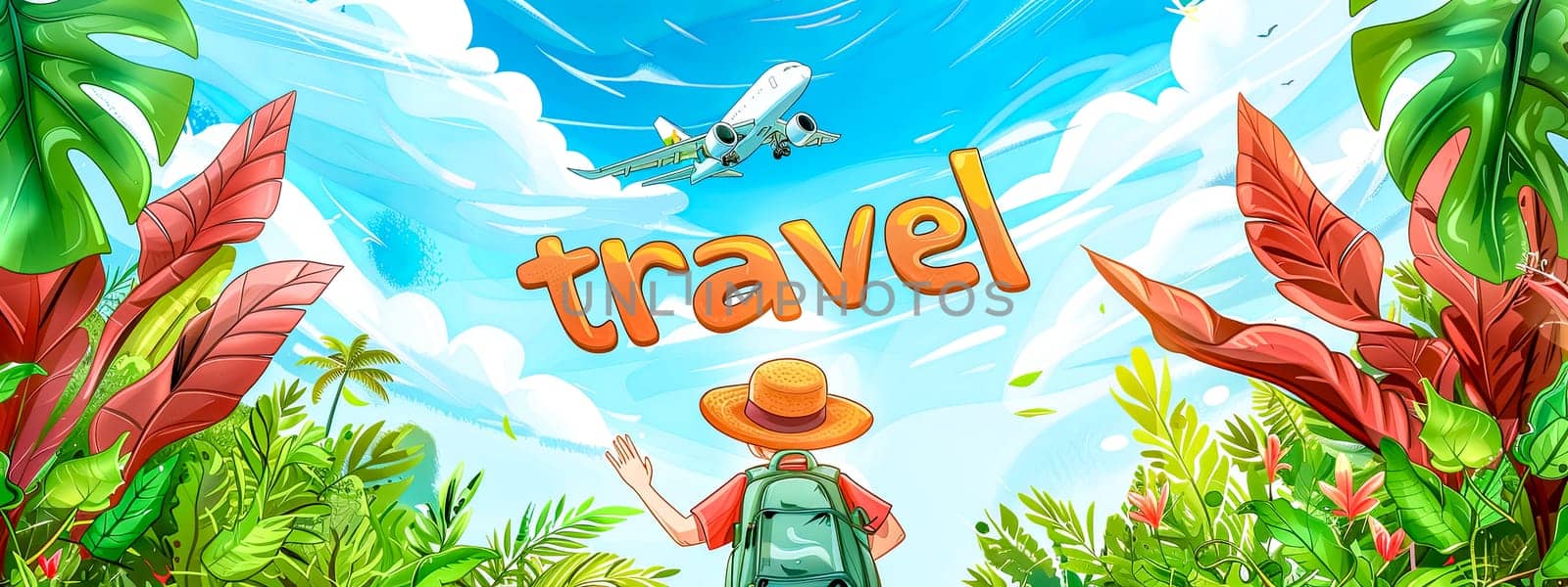 Tropical adventure travel concept illustration by Edophoto