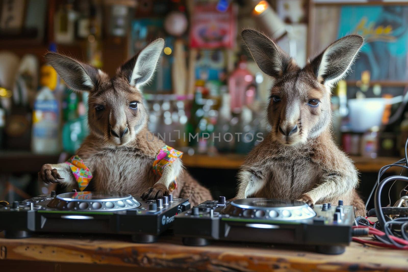 A kangaroo is playing a DJ set by itchaznong