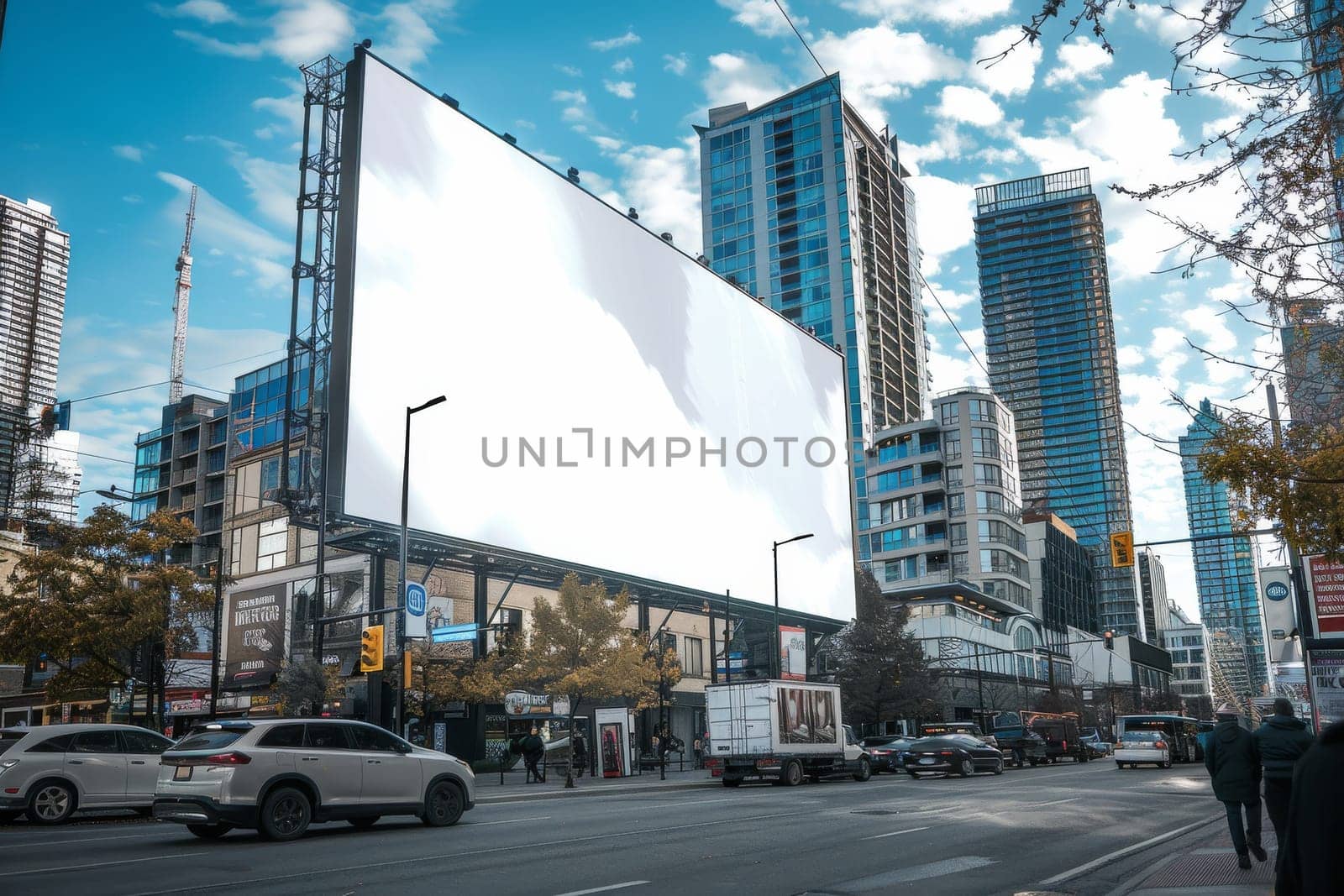 A large billboard is in the middle of a busy city street by itchaznong