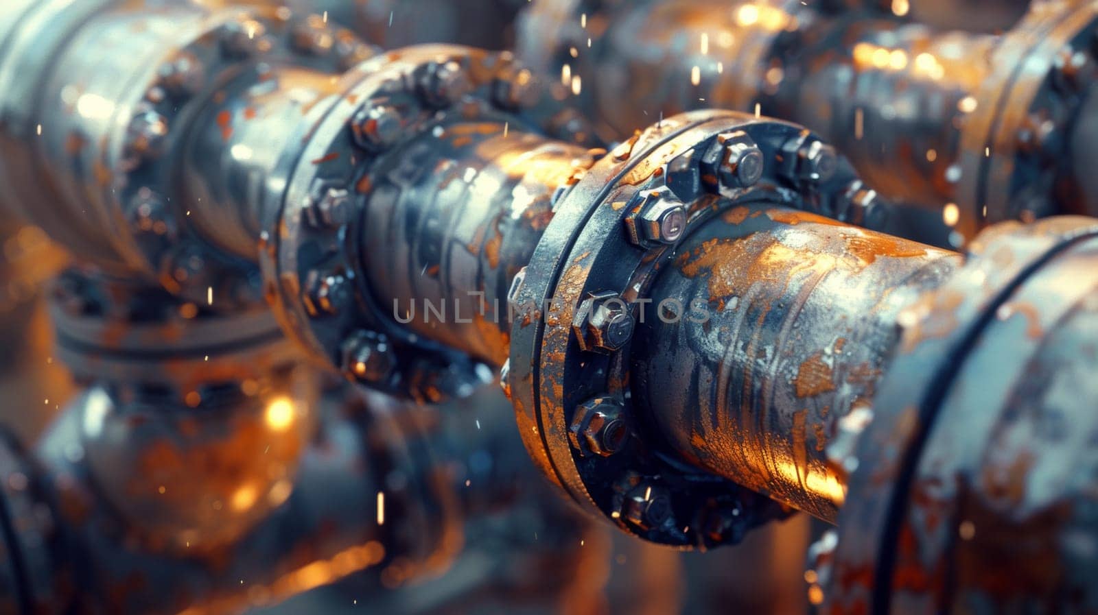 A close up of a bunch of pipes that are all rusted, AI by starush