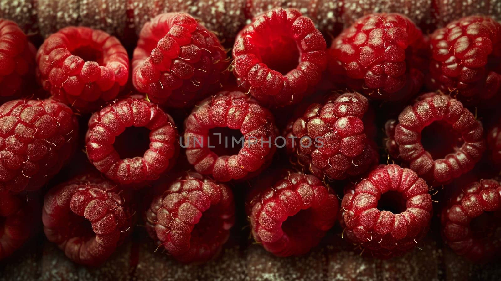 A close up of a bunch of raspberries on top of each other, AI by starush