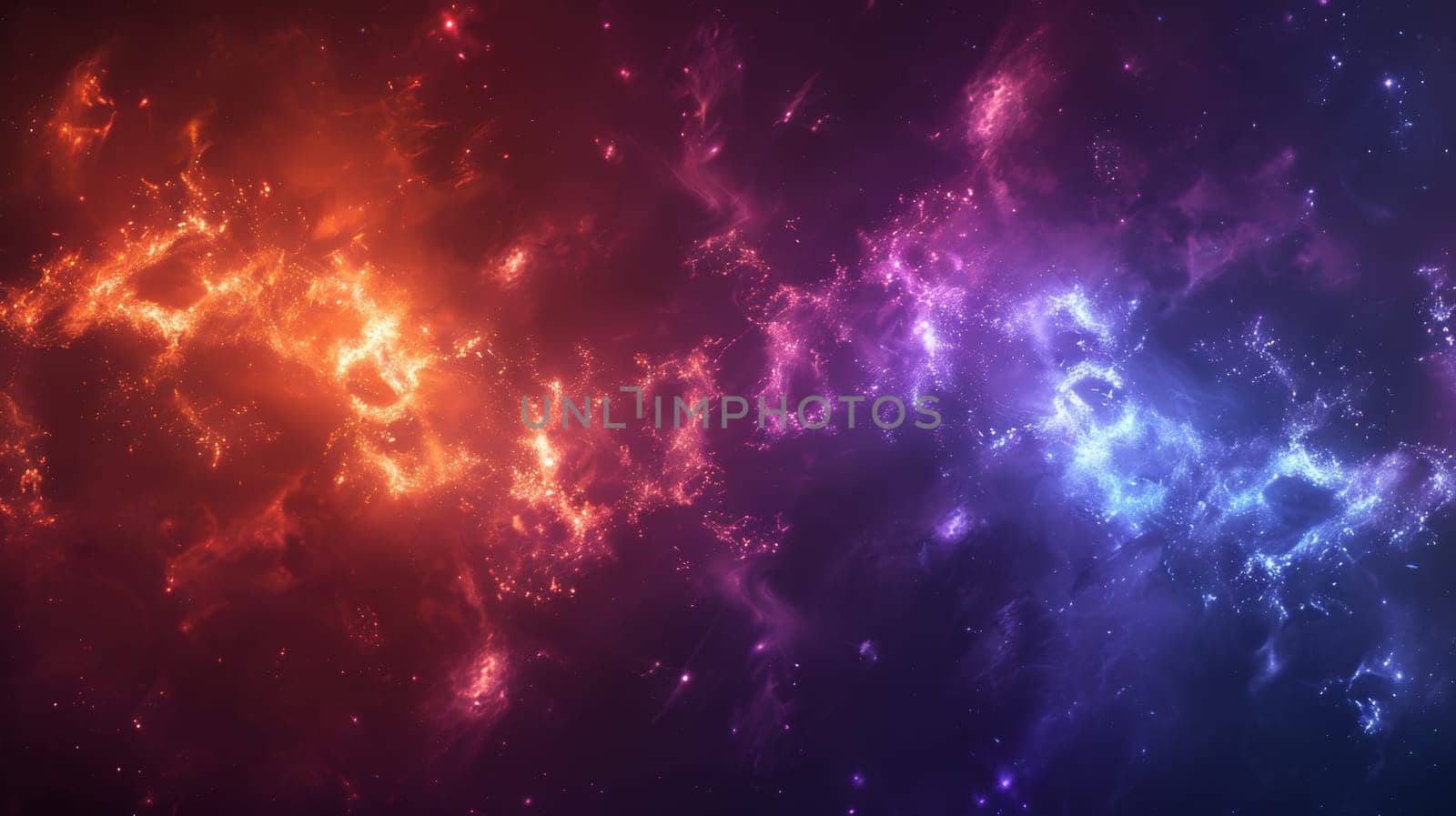A colorful nebula with a bright blue and purple glow