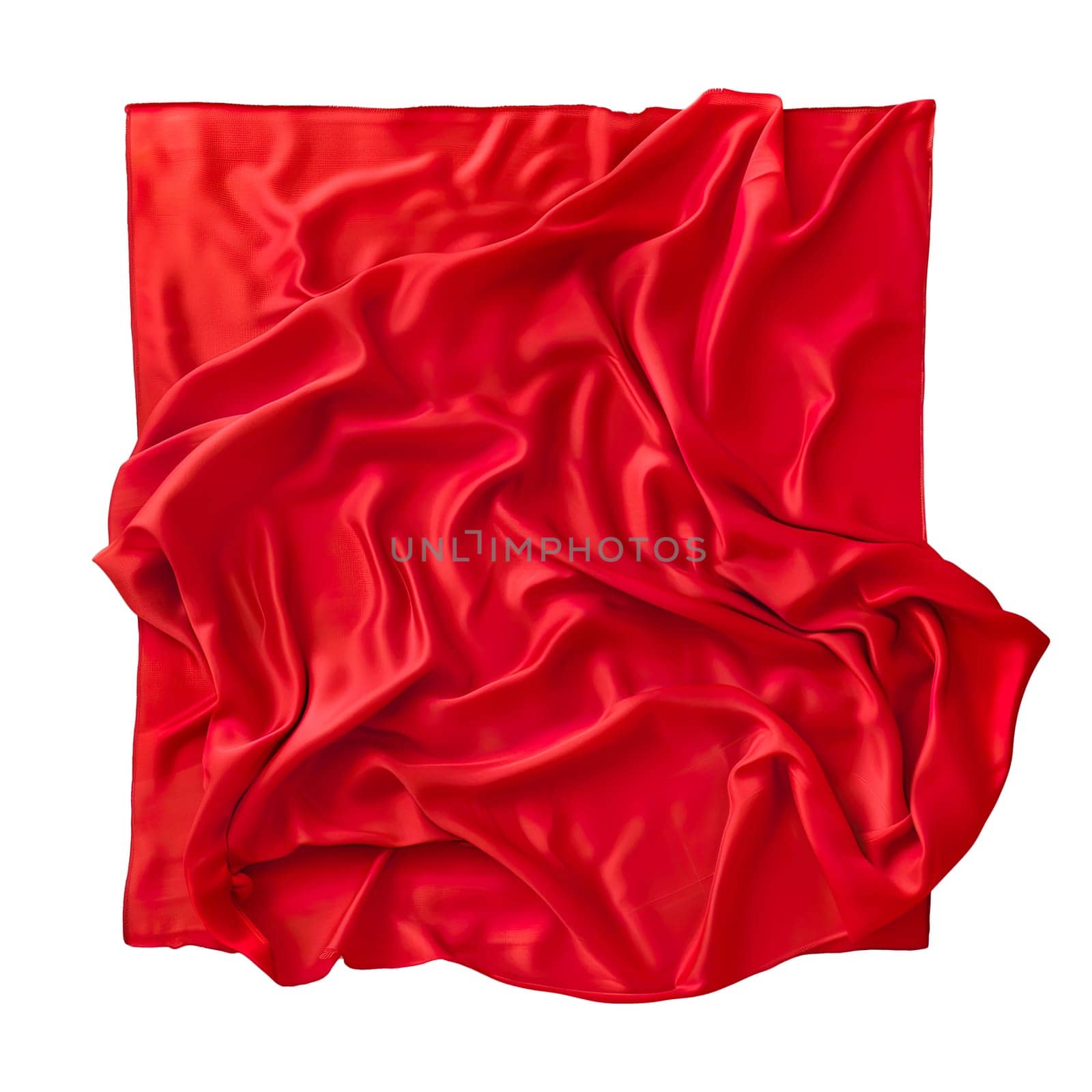 Red silk shiny cloth crumpled square material by Dustick