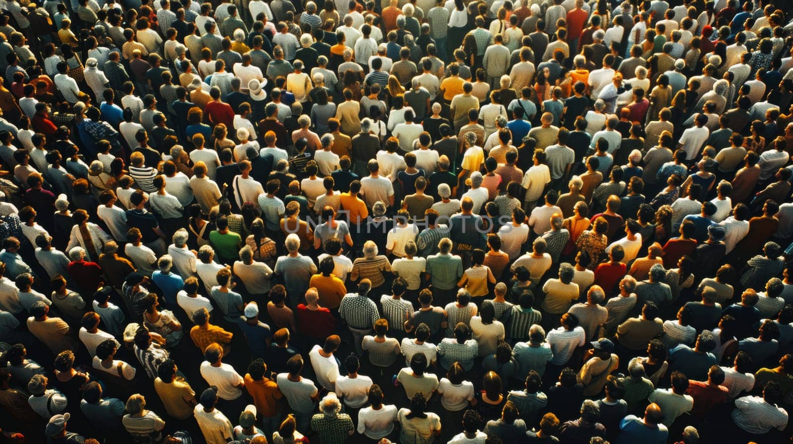 A large group of people standing in a circle with their arms out