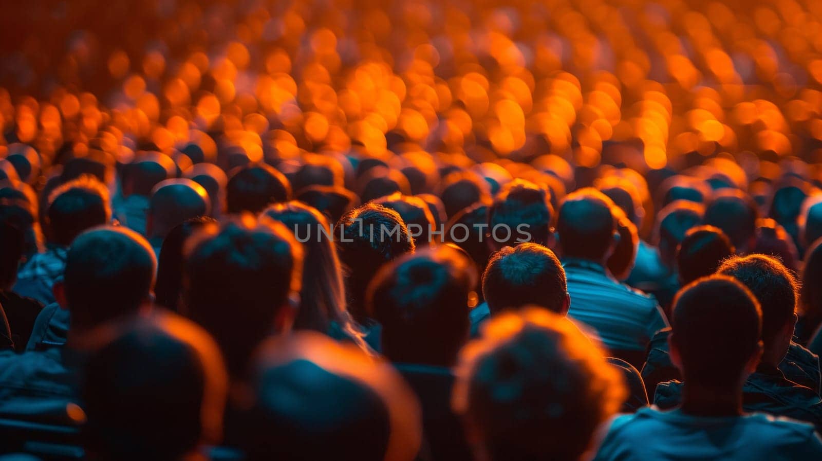 A group of people are sitting in a crowd at an event