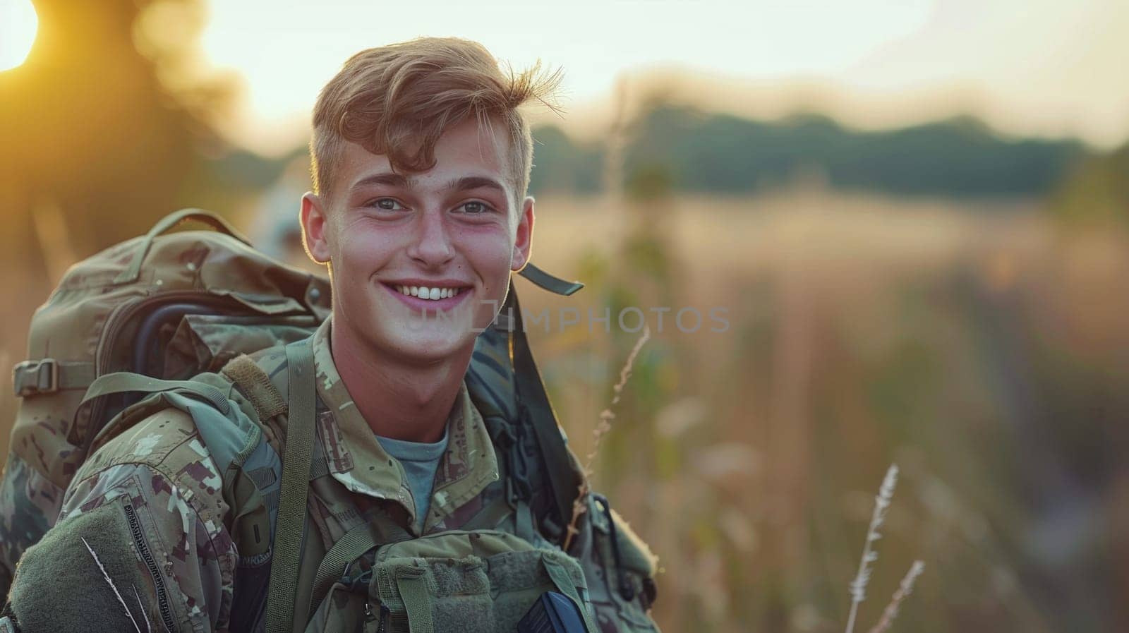 A young man in uniform smiling while standing outdoors, AI by starush