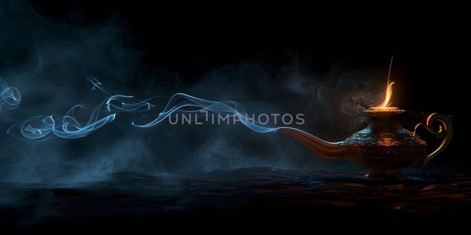 Magic wand with sparkle on blue background, Miracle magical stick Wizard tool on hot blue. High quality photo