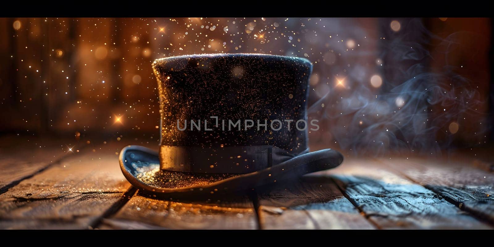 mystery hat in wooden background. High quality photo