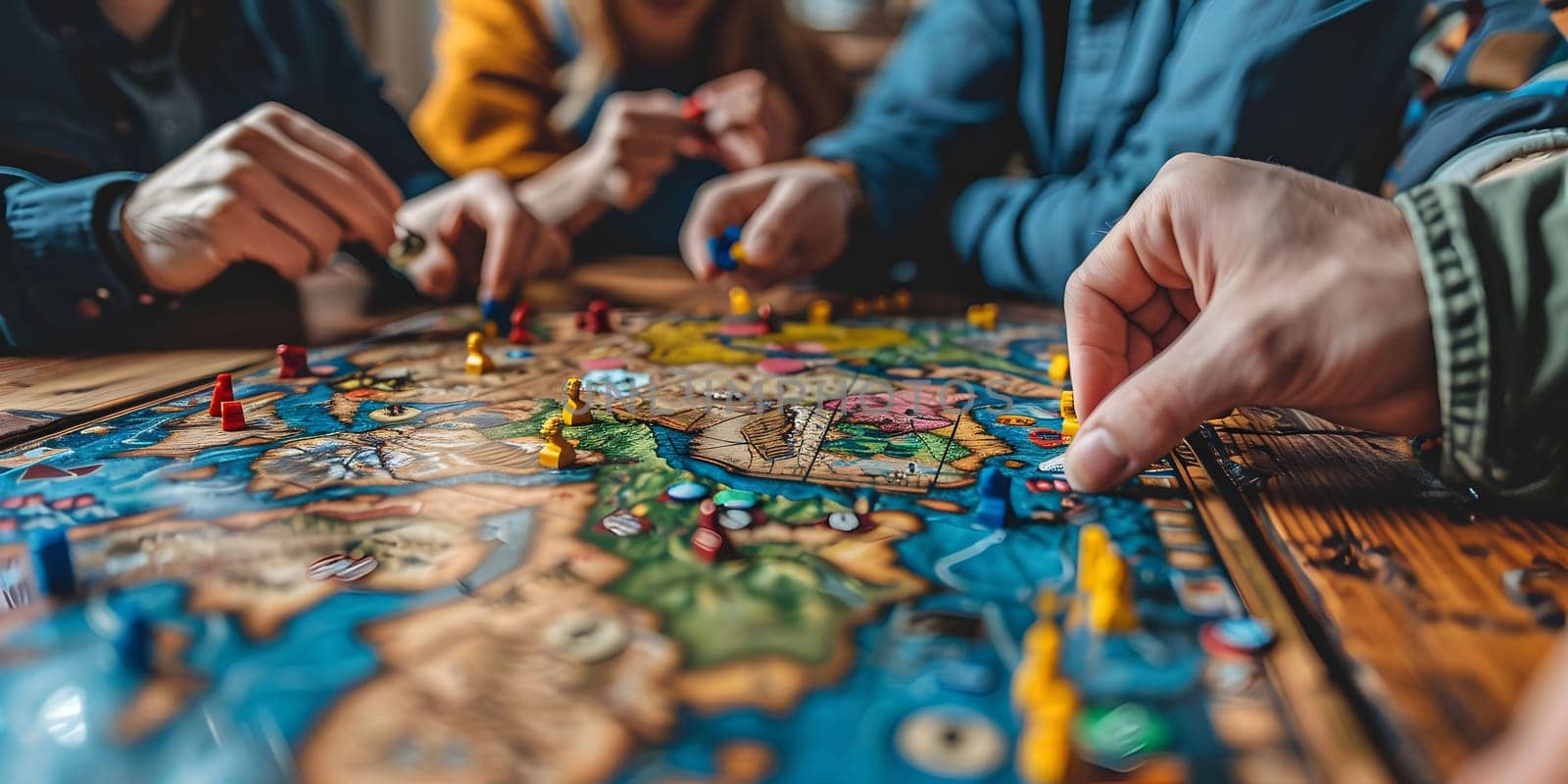 A group of young people play board games. Time together. ,board games concept . High quality photo