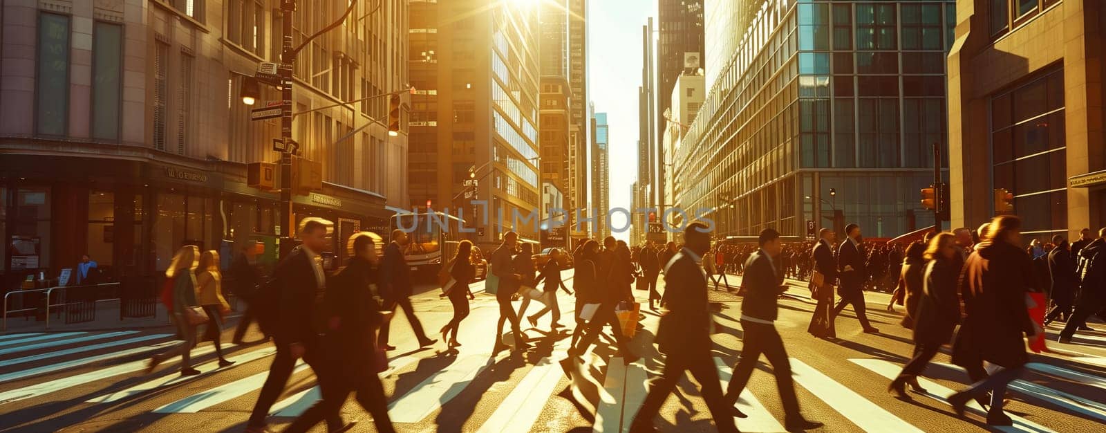 A crowd of people is crossing the busy city street near a row of buildings and trees, possibly heading to an event or for recreational travel