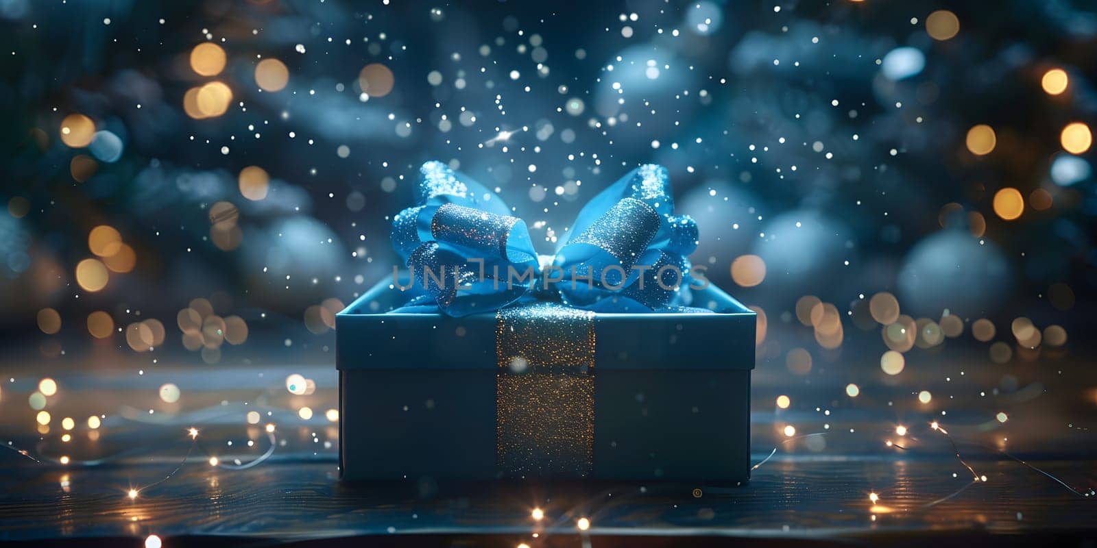 sparkling Christmas presents on a black background. High quality photo