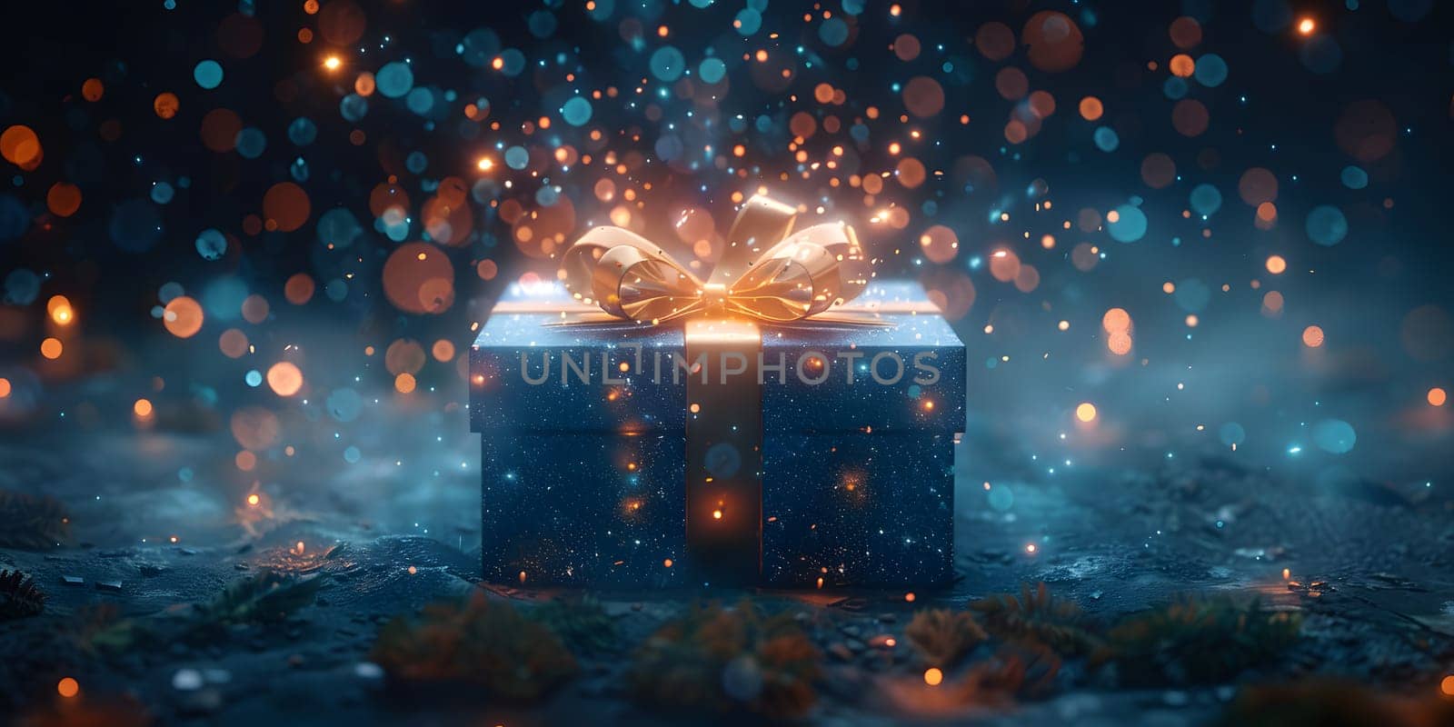 sparkling Christmas presents on a black background by Andelov13