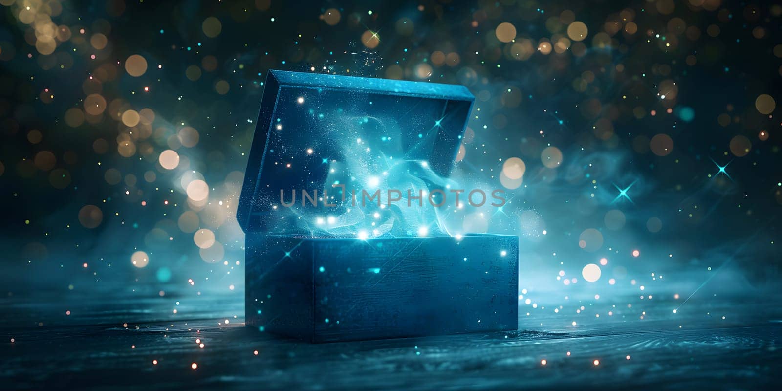 open pandora's box with green smoke on a wooden background high contrast image . High quality photo
