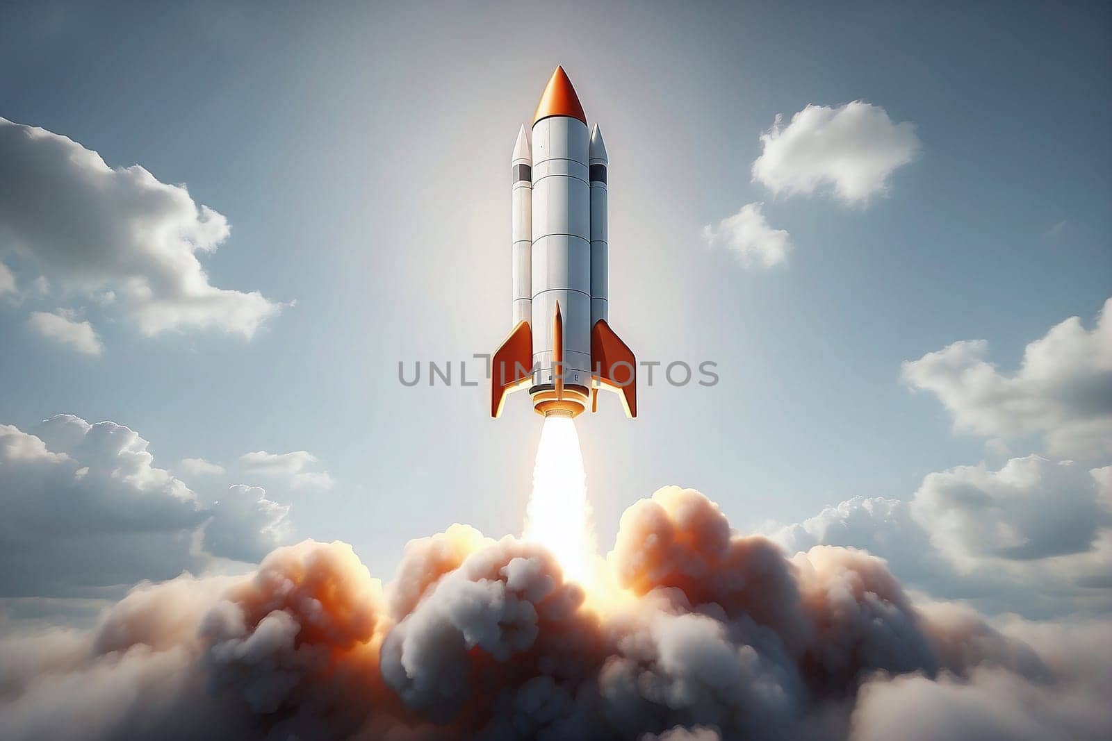 3D Render High Detail of a Rocket Spaceship, isolated on background
