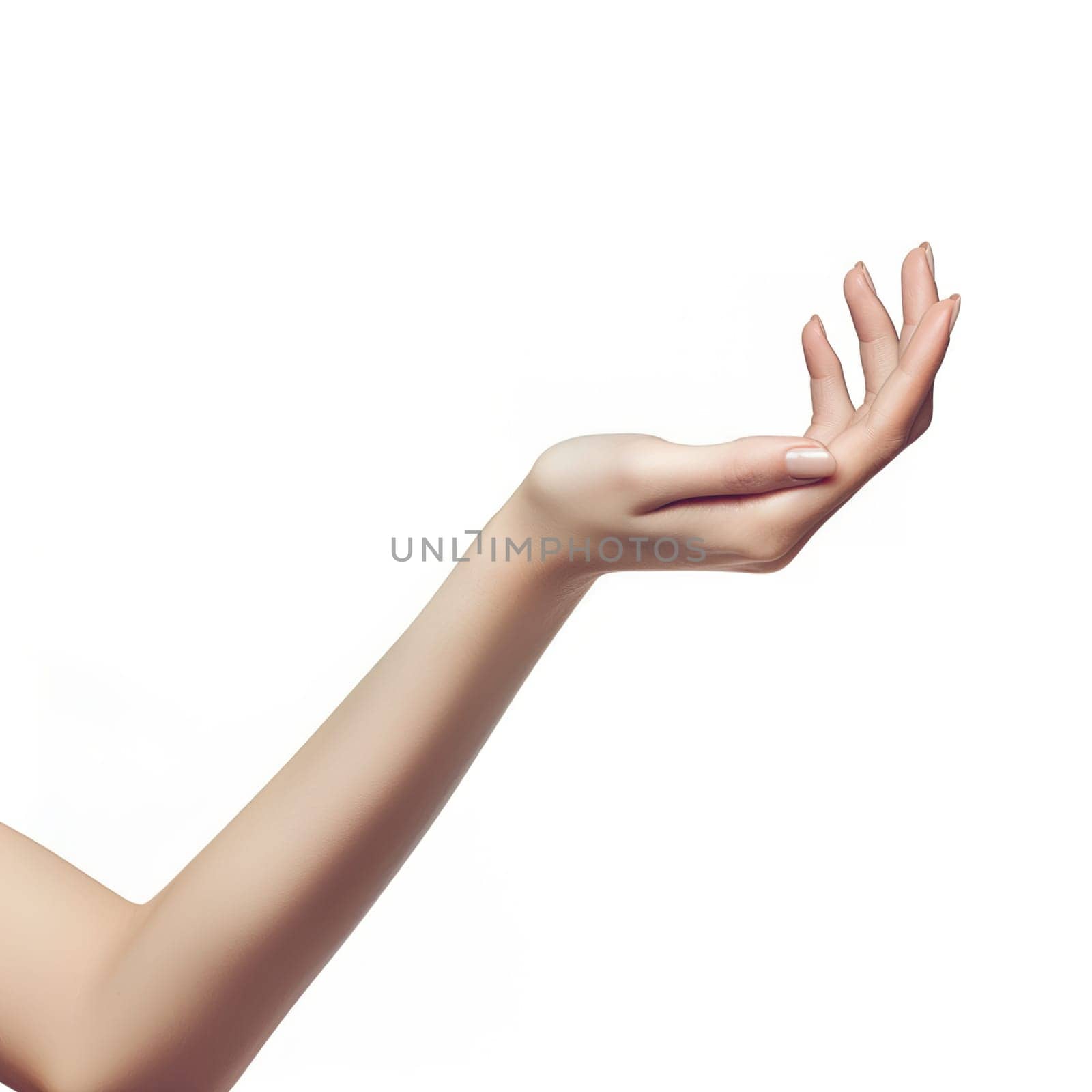 Woman hand with palm up isolated ai generated image