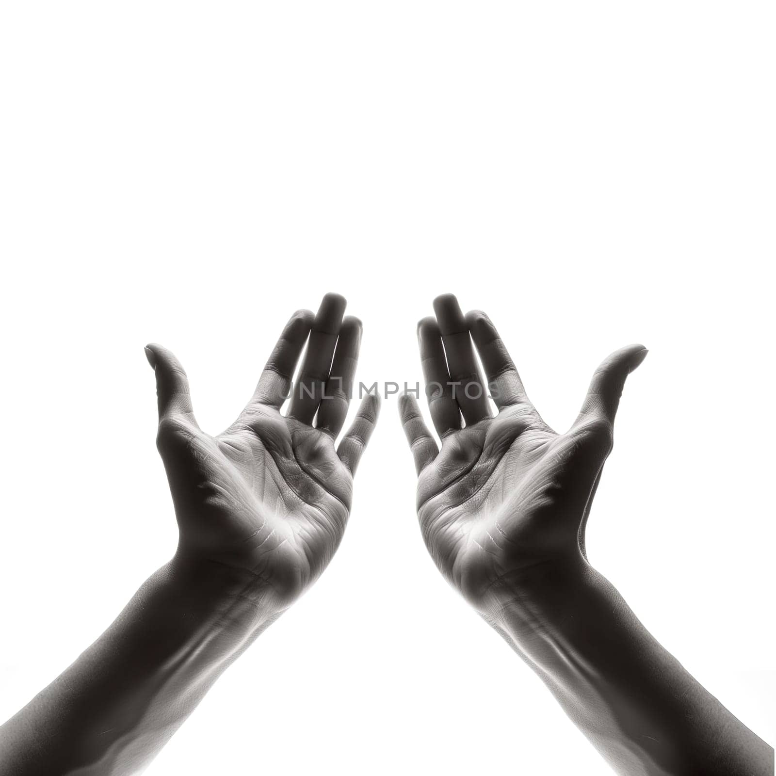 Mans hands black and white isolated element by Dustick