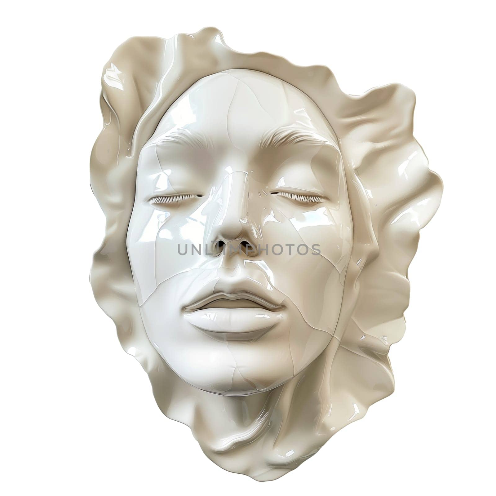 Woman face ceramic statue cut out element by Dustick