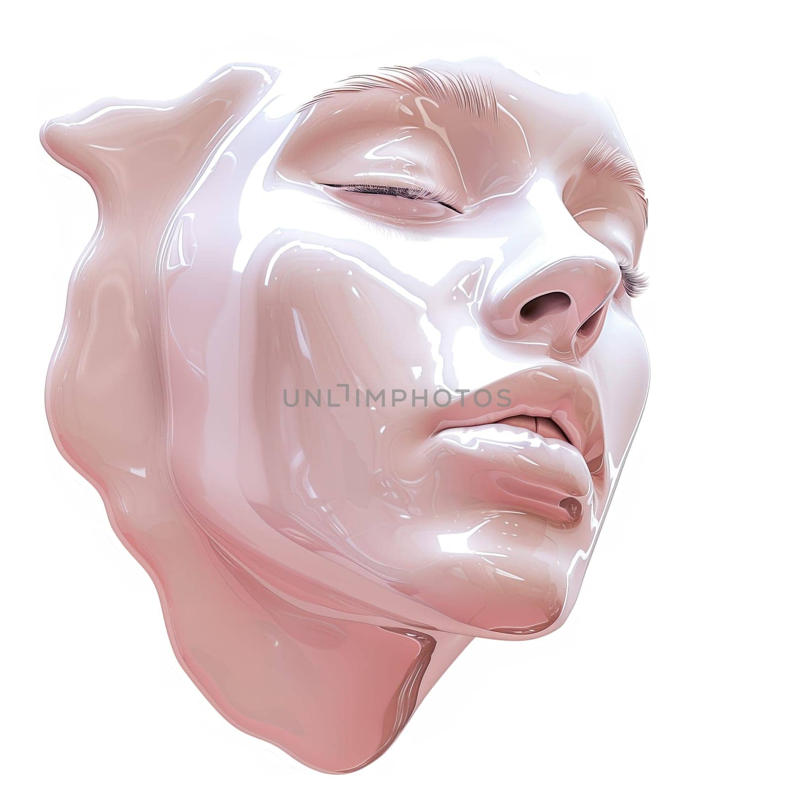 Glossy creamy beauty woman face sculpture cut out by Dustick