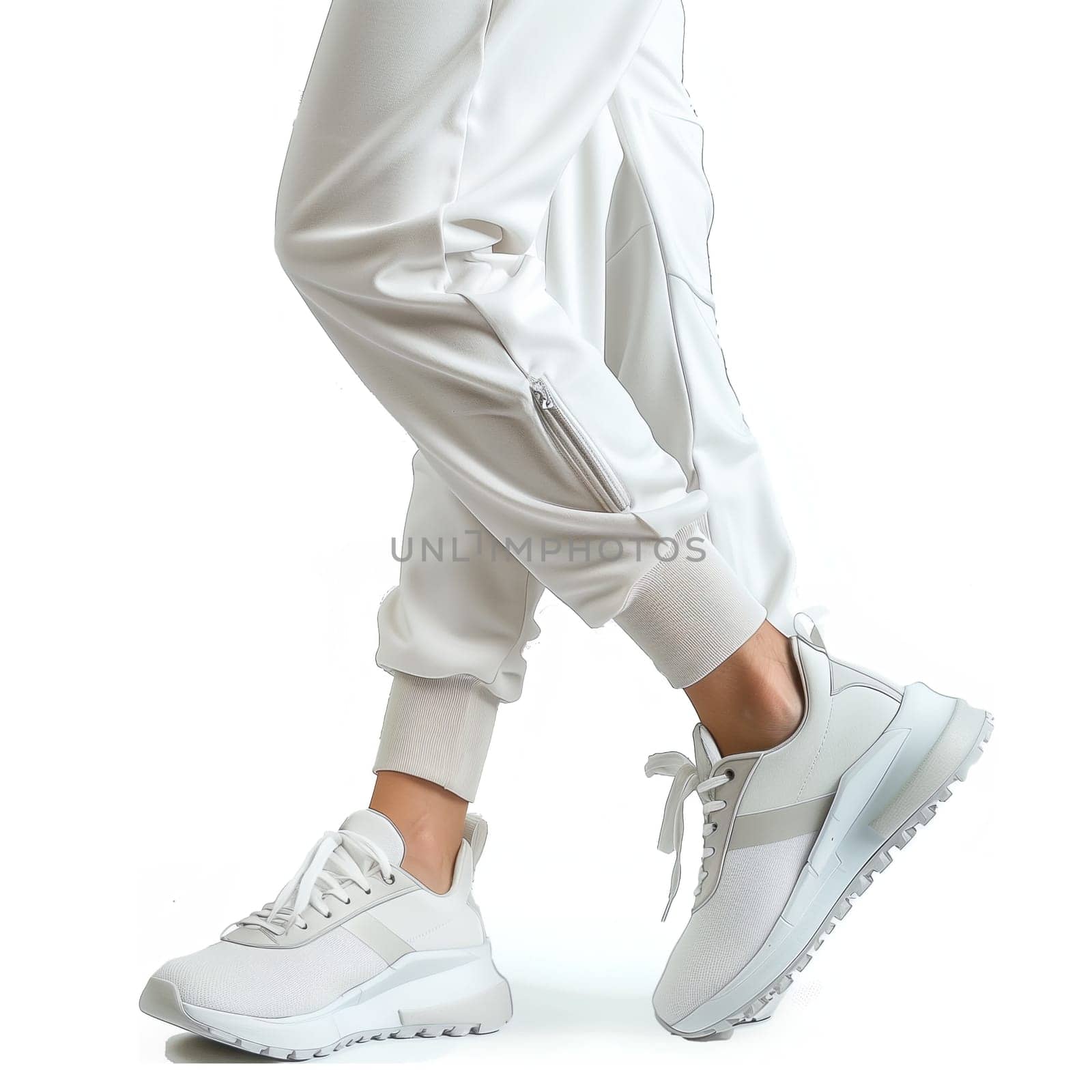 Legs in white pants and boots ai generated image