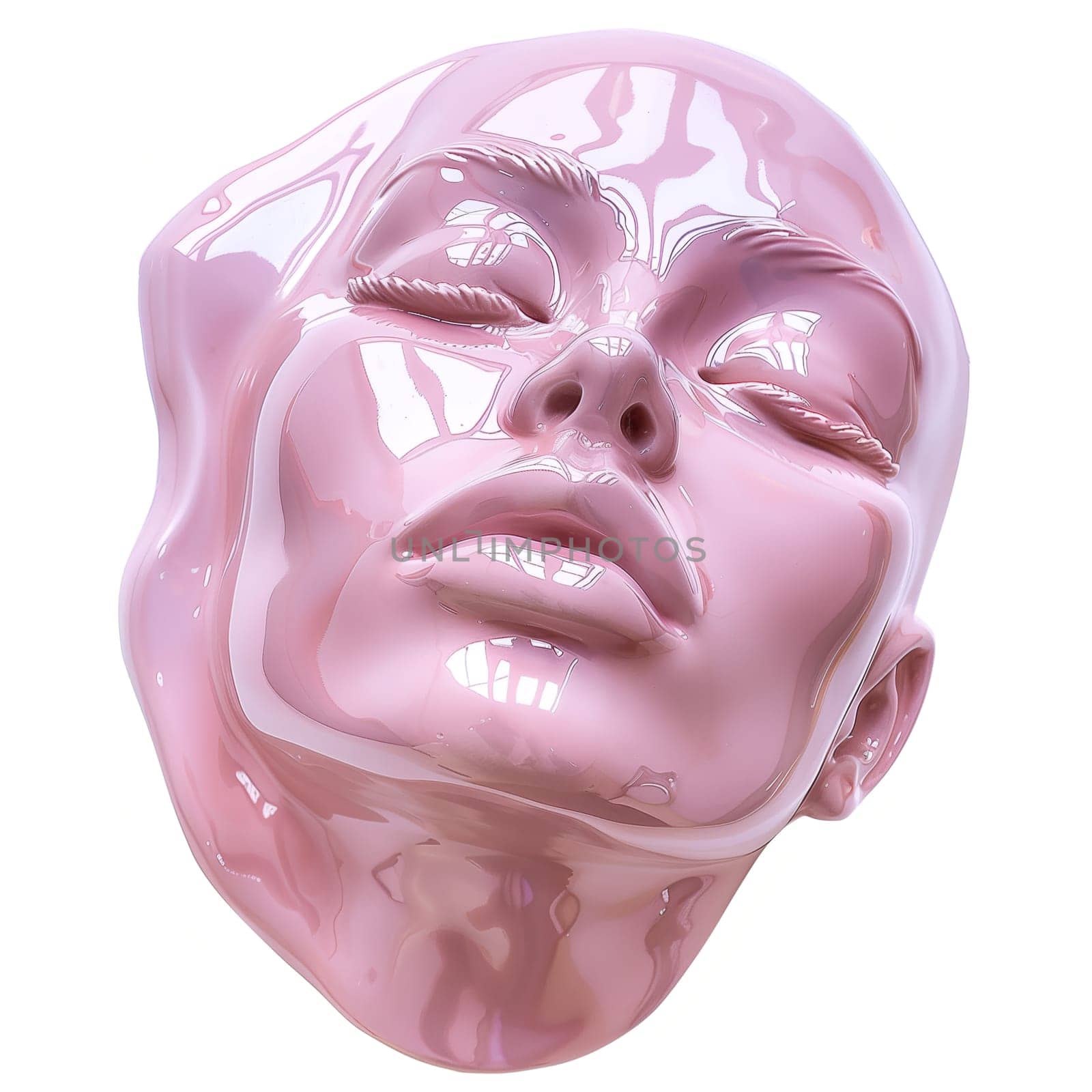 Glossy pink beauty woman face sculpture cut out by Dustick