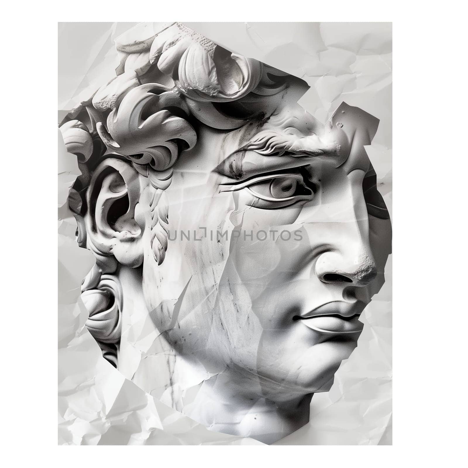 Antique Greek man statue cut out collage ai generated image