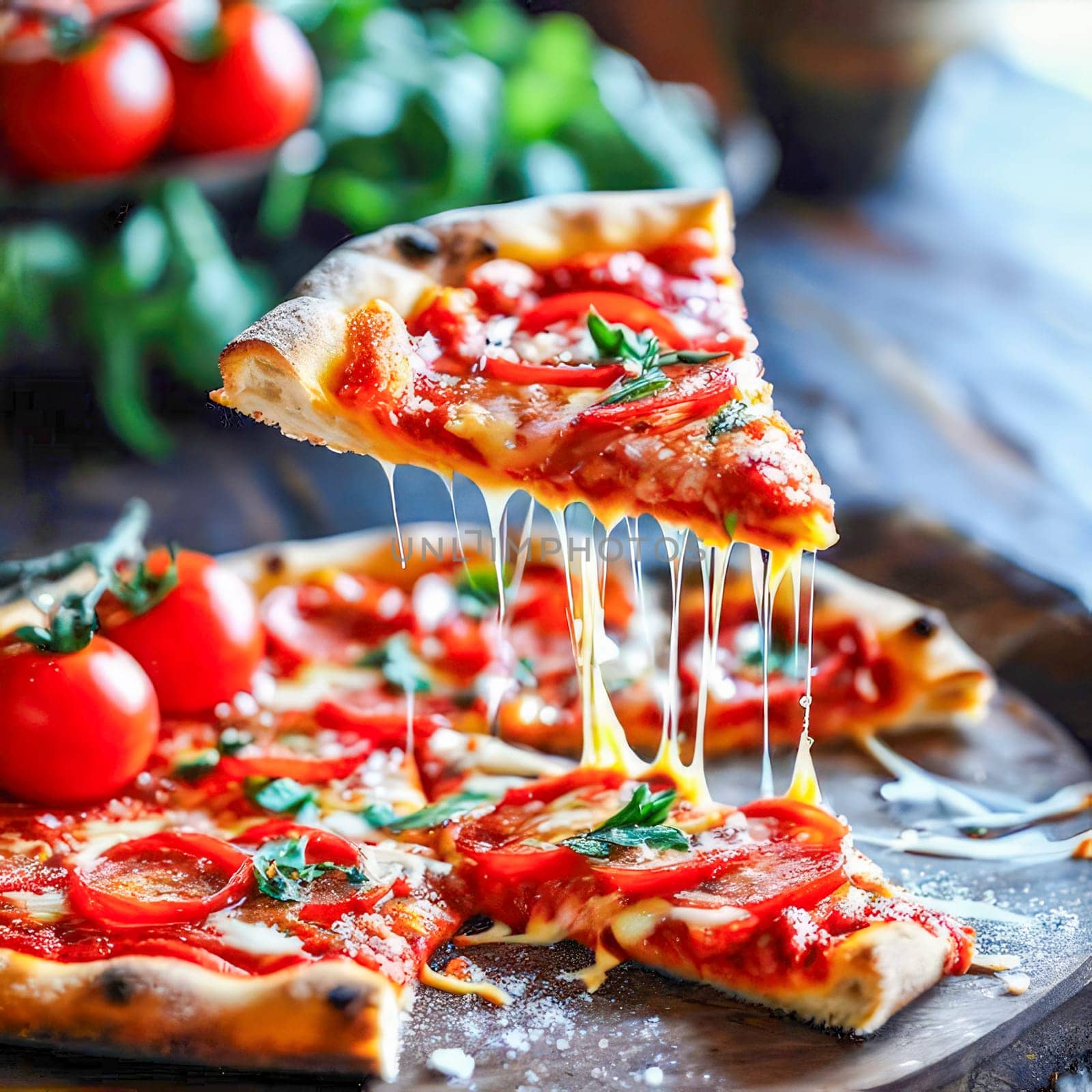 beautiful delicious pizza close-up. generate ai by roman112007