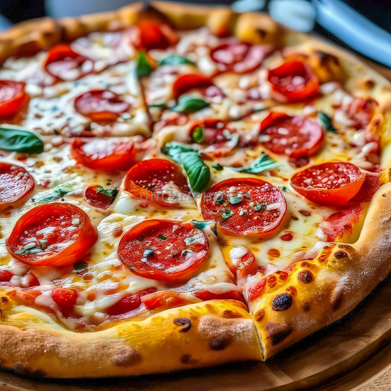 beautiful delicious pizza close-up. generate ai by roman112007