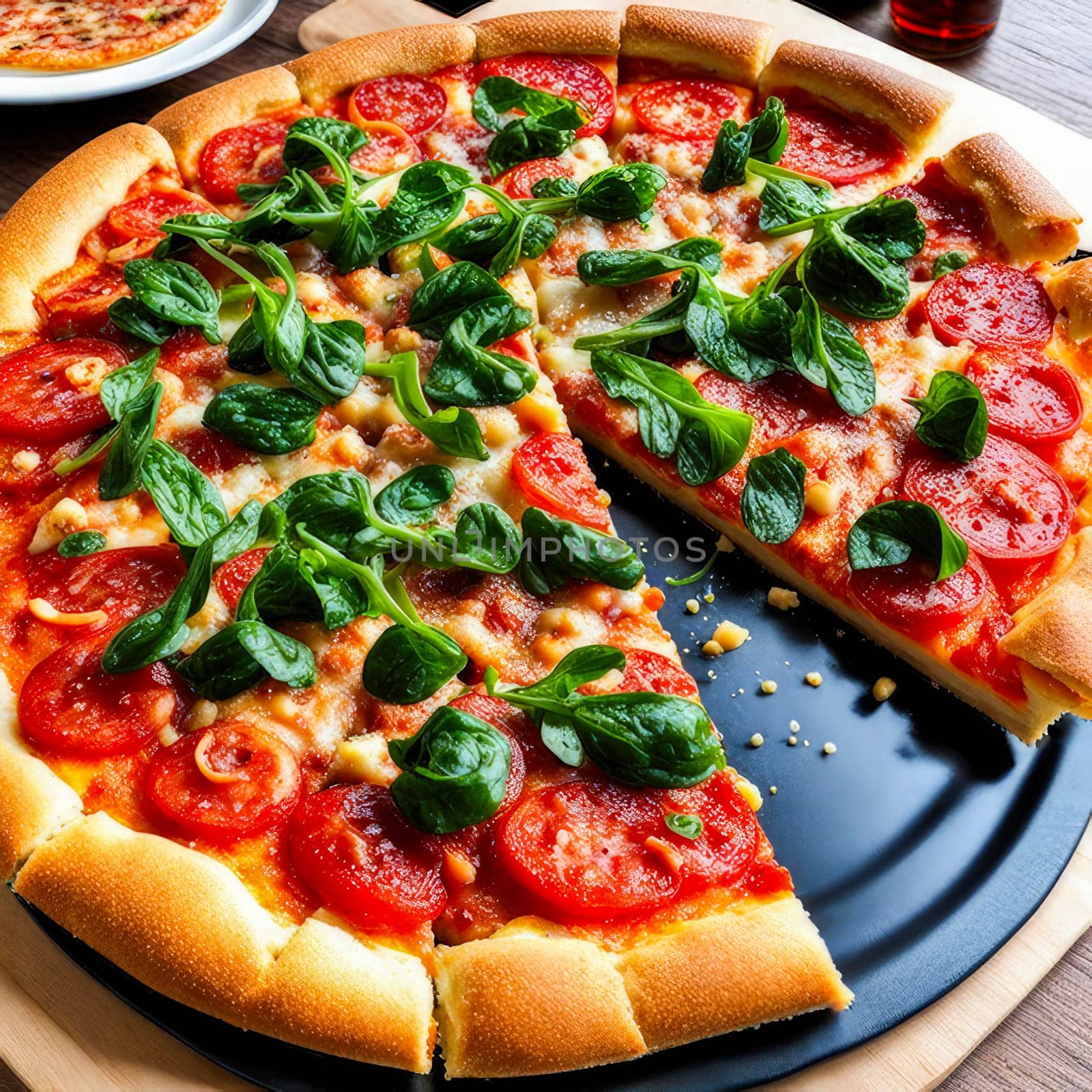 beautiful delicious pizza close-up. generate ai quality