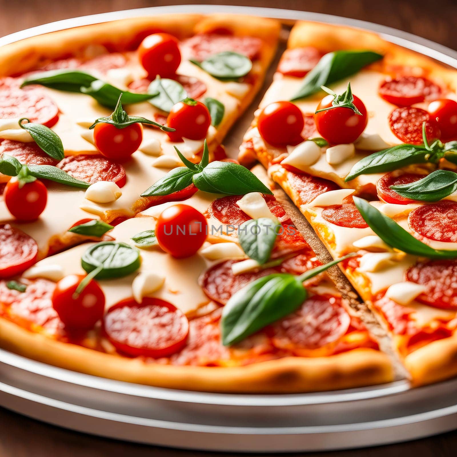 beautiful delicious pizza close-up. generate ai by roman112007