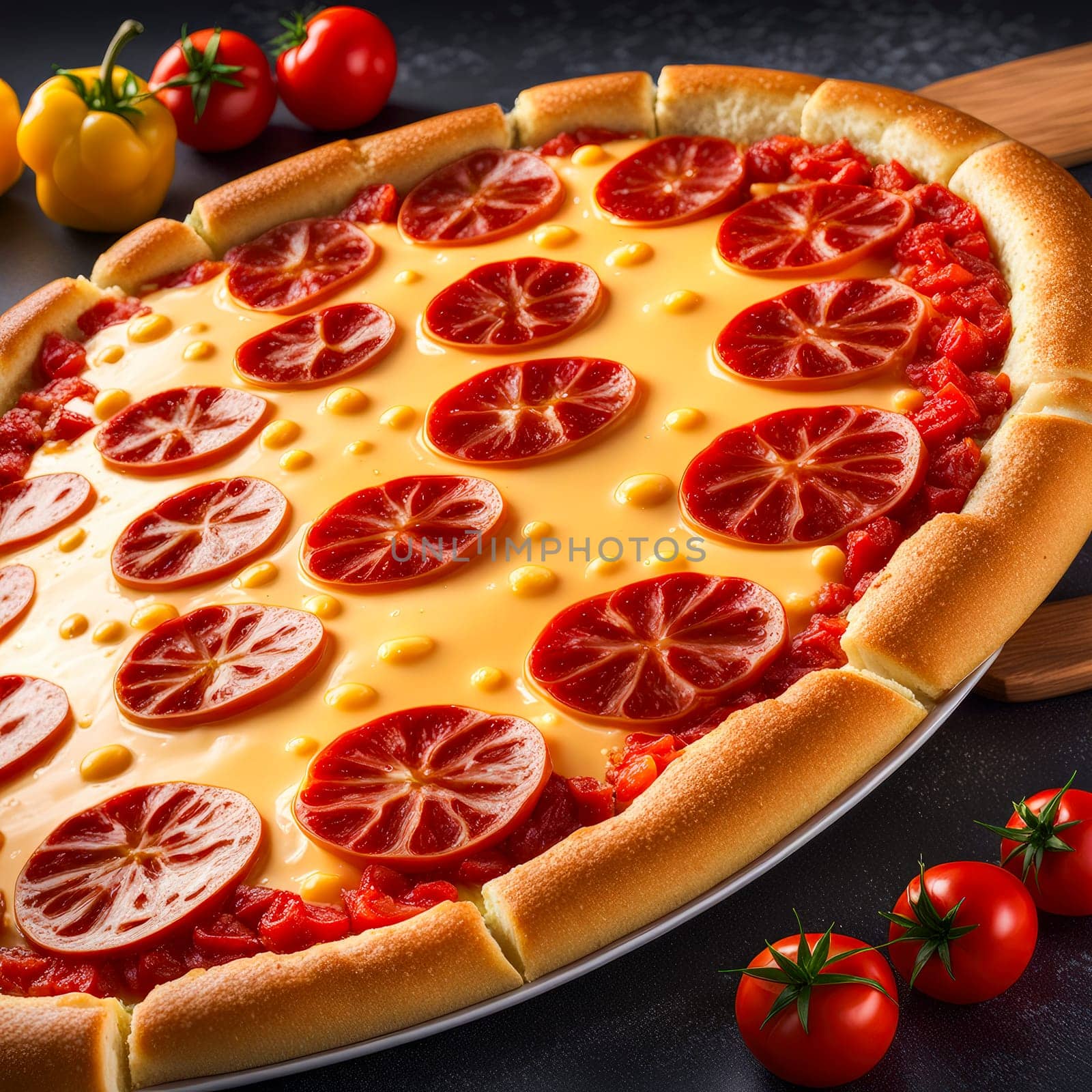 beautiful delicious pizza close-up. generate ai quality