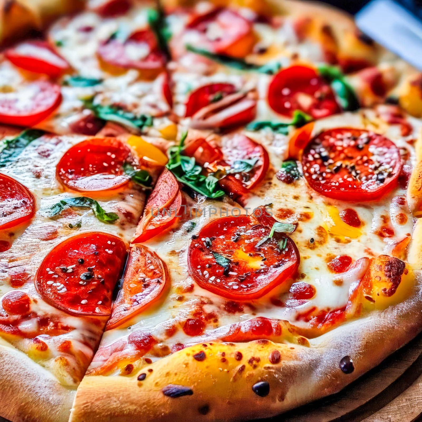 beautiful delicious pizza close-up. generate ai by roman112007