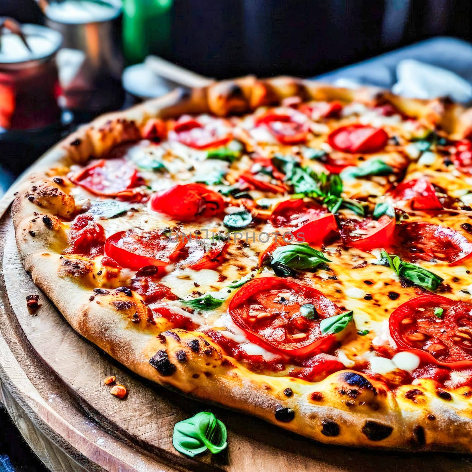 beautiful delicious pizza close-up. generate ai by roman112007