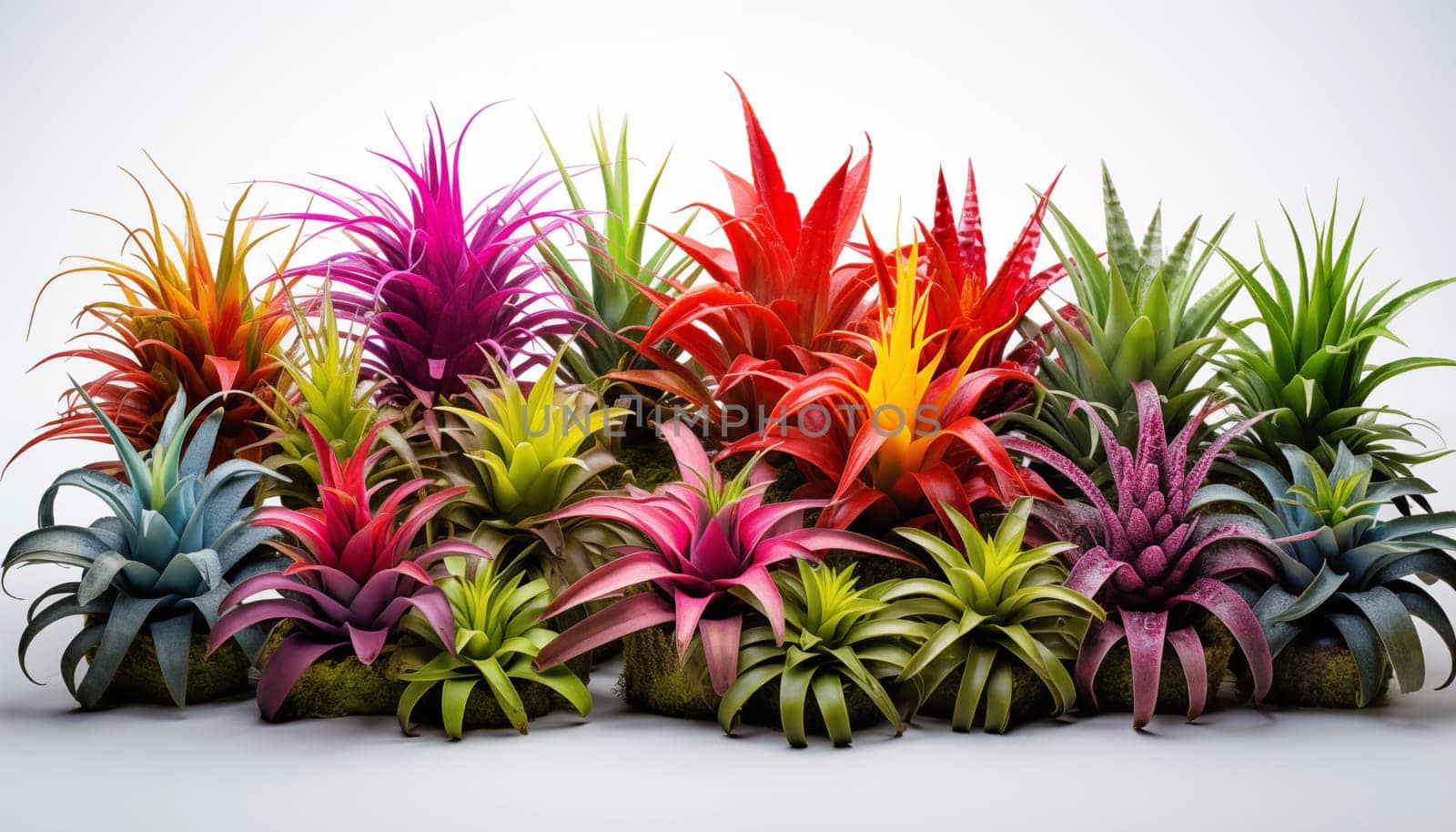Bromeliads, isolated white background. High quality photo