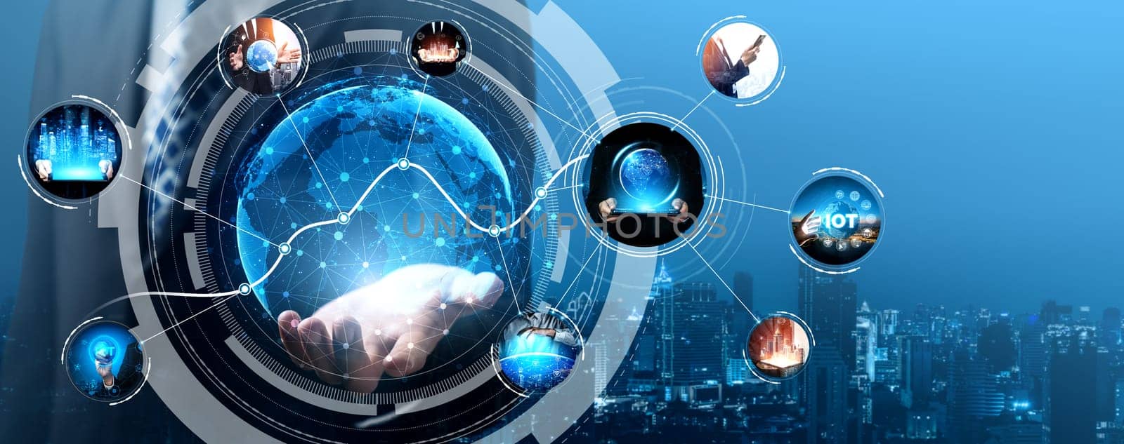 Communication technology , smart connection IOT and people network technology concept. People using connective device to connect to the secured internet network and cloud computing server vexel