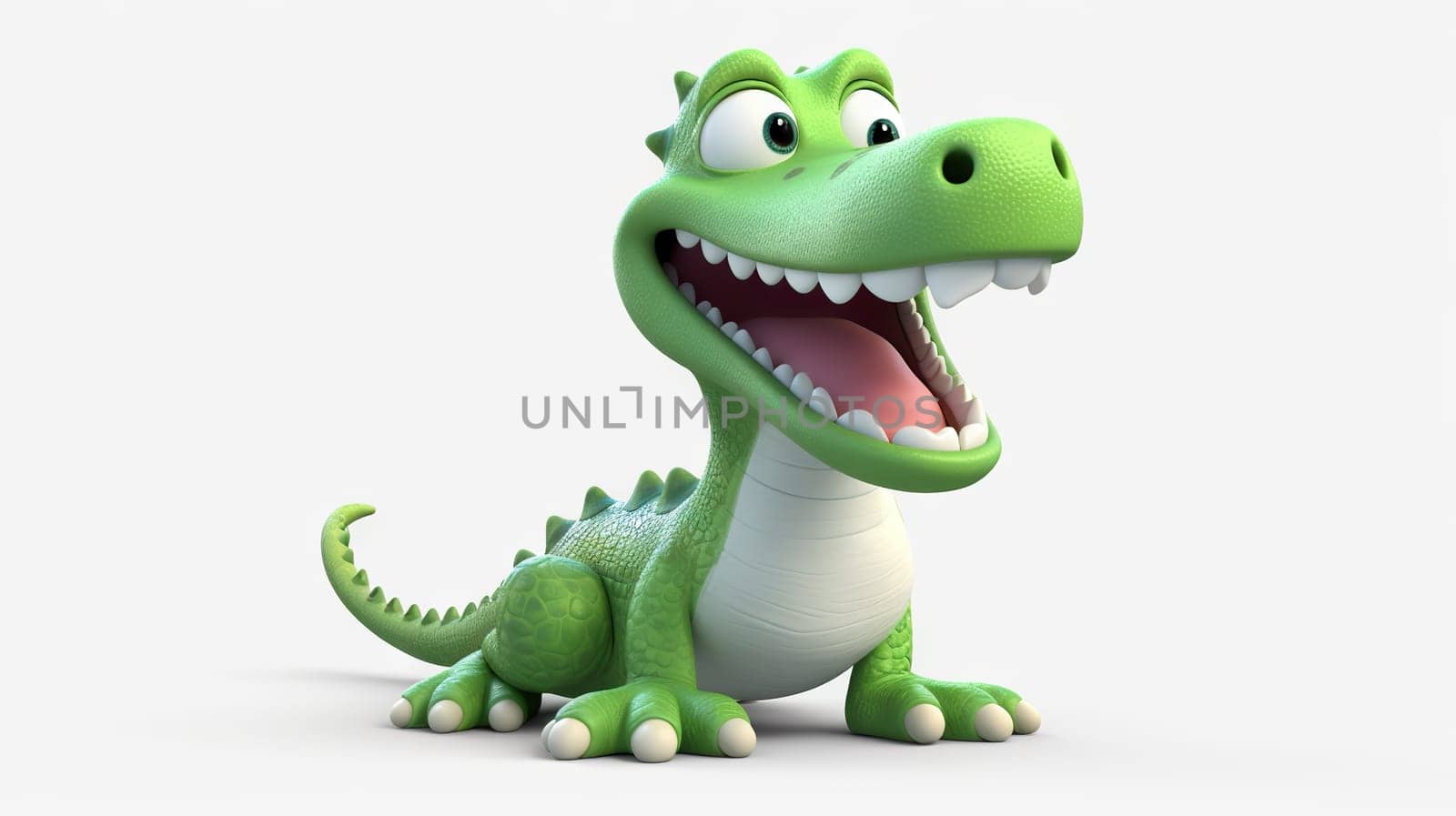 Vibrant illustration of a friendly cartoon crocodile, exuding joy and playfulness by chrisroll