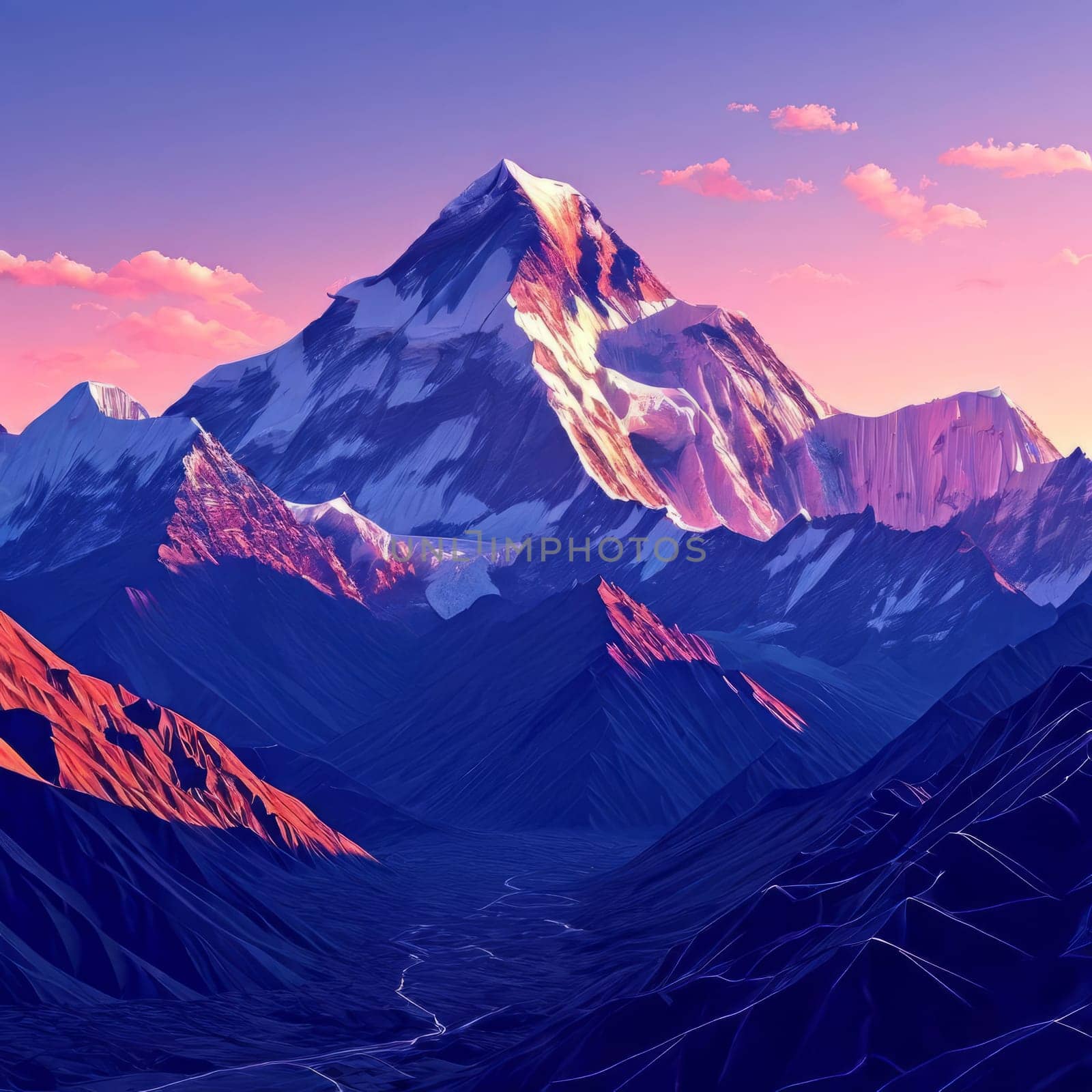 Scenic mountain road winding through majestic peaks in background. Various contexts such as art galleries, nature themed publications, educational materials on geography, inspirational posters