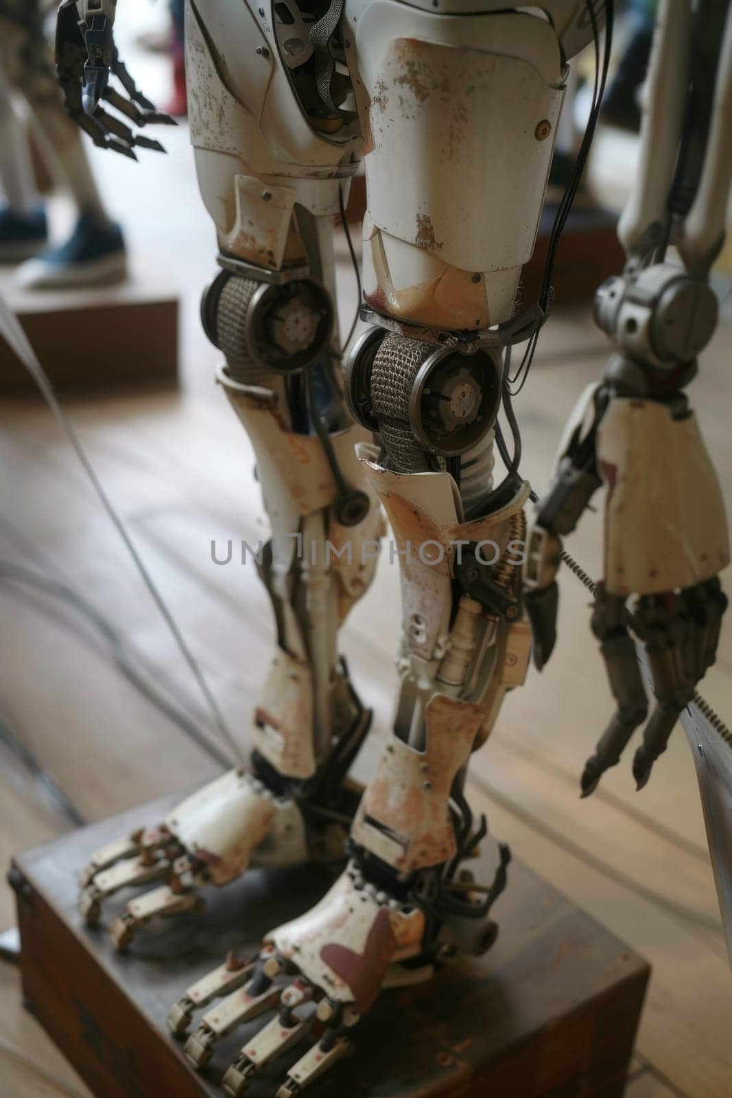 The robot's leg. The concept of robotics.