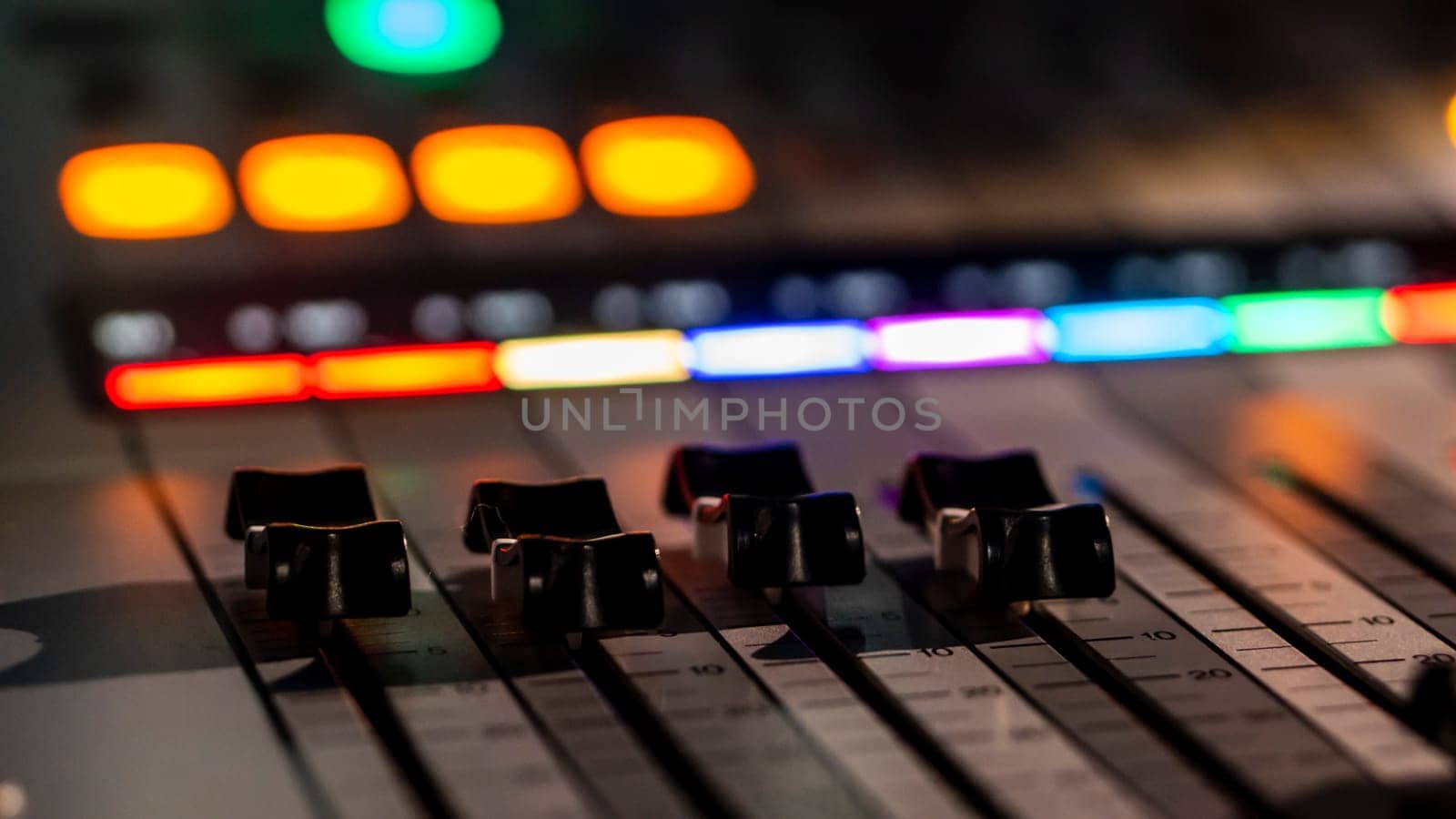 audio tv broadcast equipment. low light. selective focus by lempro