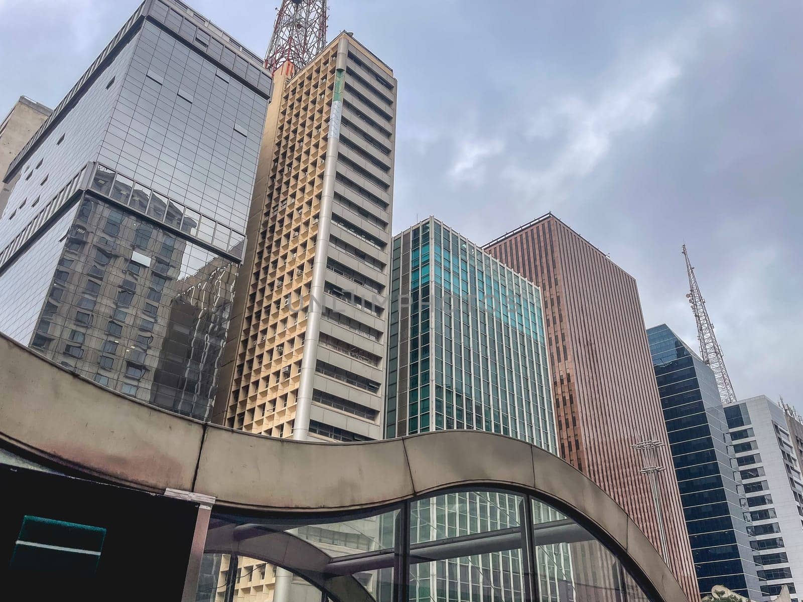 Close up modern buildings at Paulista Avenue, Sao Paulo  Brazil.
