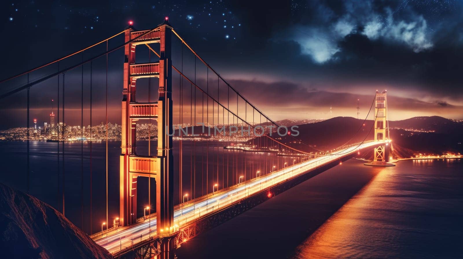 The iconic Golden Gate Bridge is a stunning sight, especially at night. The lights reflecting off the water create a magical scene, perfect for photography enthusiasts.