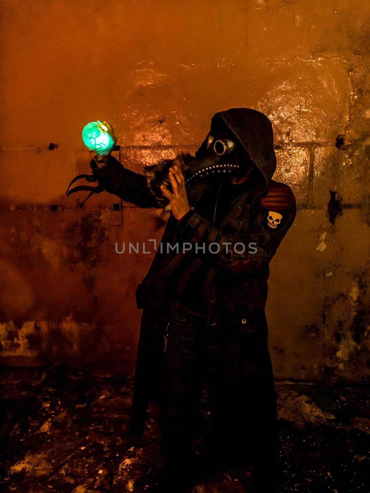 Cosplay stalker in the mask of the plague doctor
