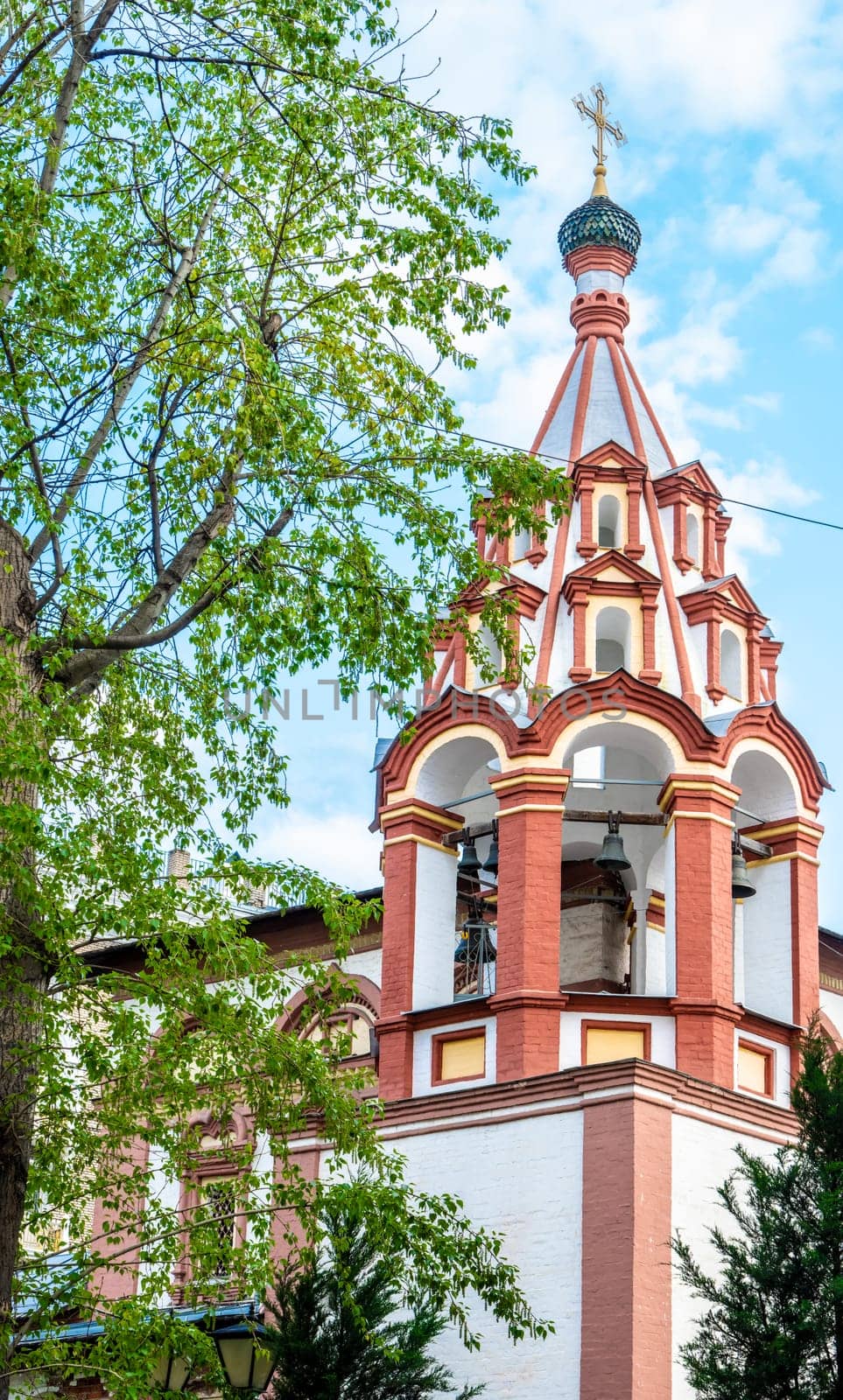 Orthodox church against the blue sky. Concept: religion, travel architecture